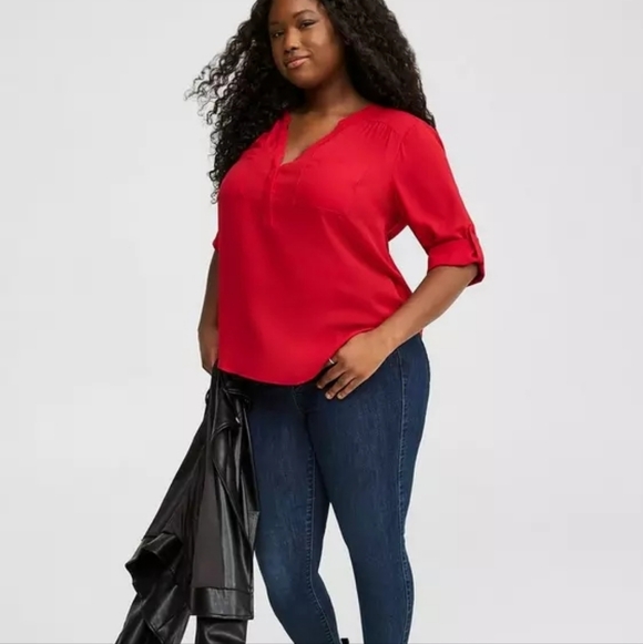 Torrid Harper Georgette 3/4 Sleeve Blouse - Cute For A Valentines Date! - Picture 3 of 16